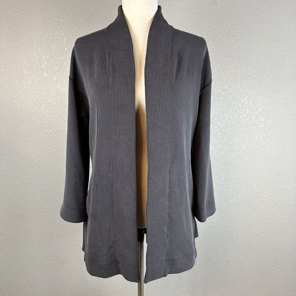 Lululemon Ribbed Softstreme Belted Wrap Jacket Size 4 Charcoal Gray Black - Picture 8 of 10